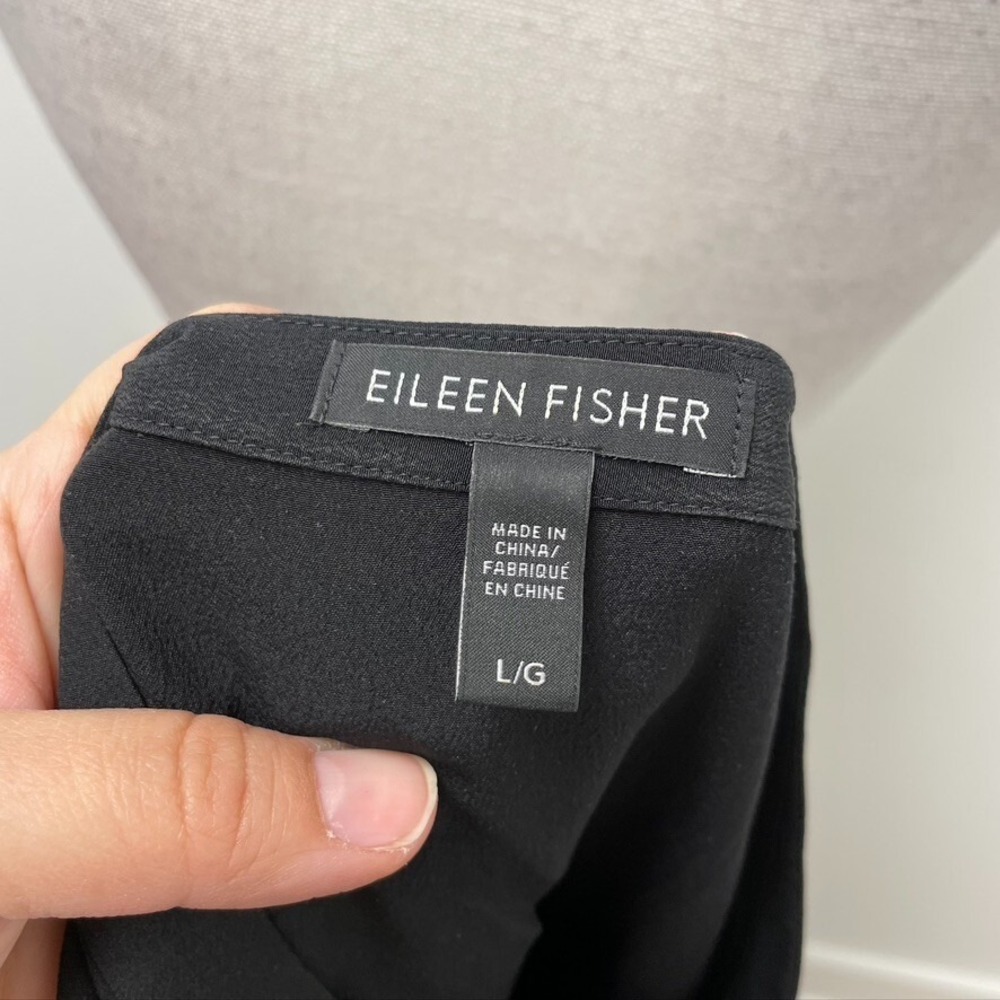 Eileen Fisher Silk Tunic Top Womens Large Black Sleeveless Minimalist Basic - Picture 9 of 12